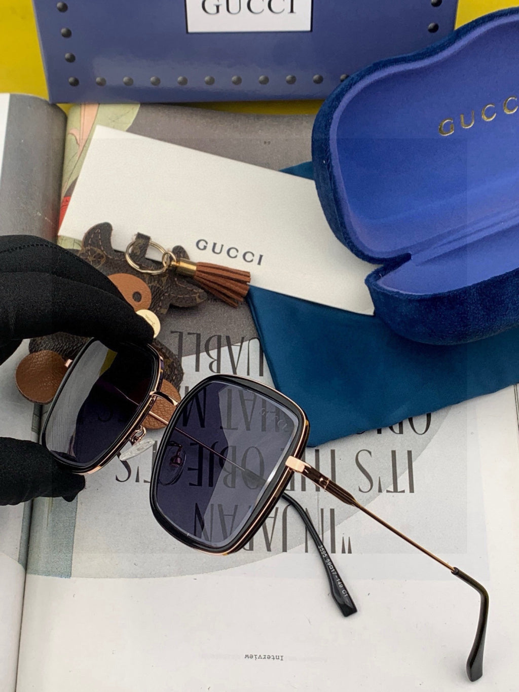 Gucci G9535 Metal Fashion Black Lens Sunglasses for Men & Women - detail image 2