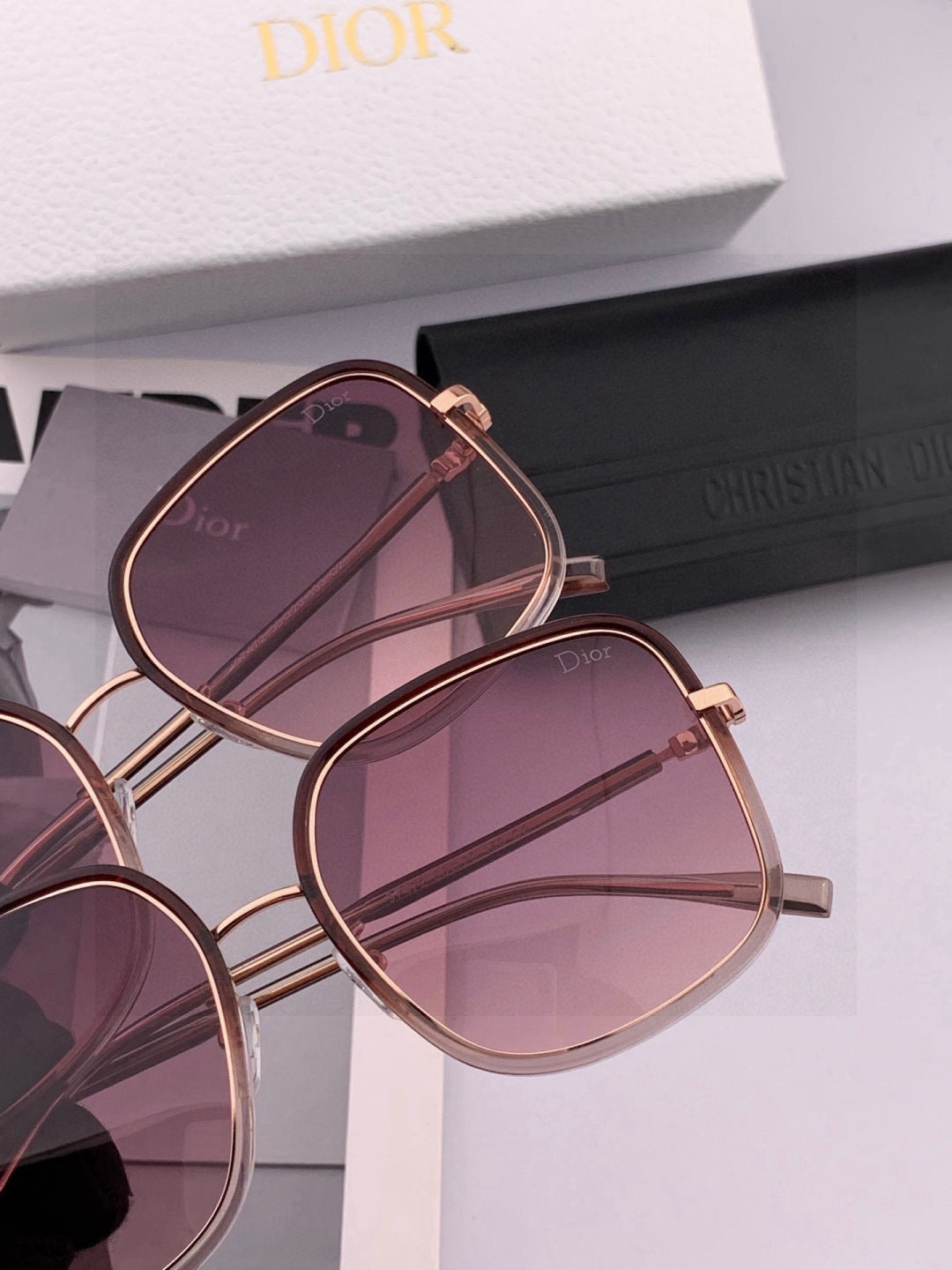 Dior CD29747 Polarized Square Black Lens Sunglasses for Men & Women - detail image 5