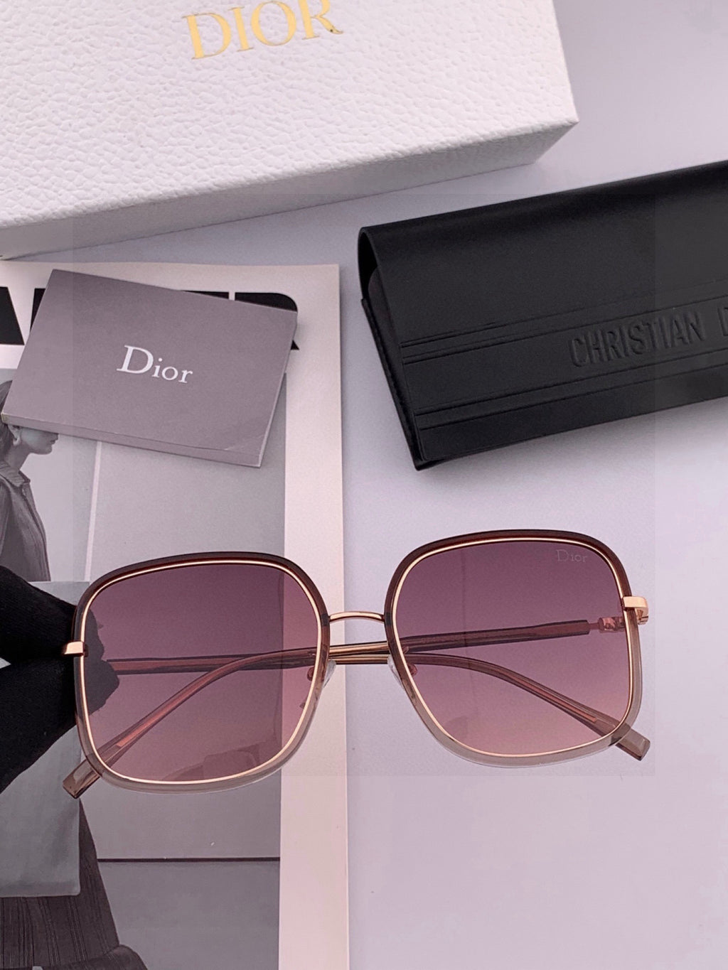 Dior CD29747 Polarized Square Black Lens Sunglasses for Men & Women - detail image 4