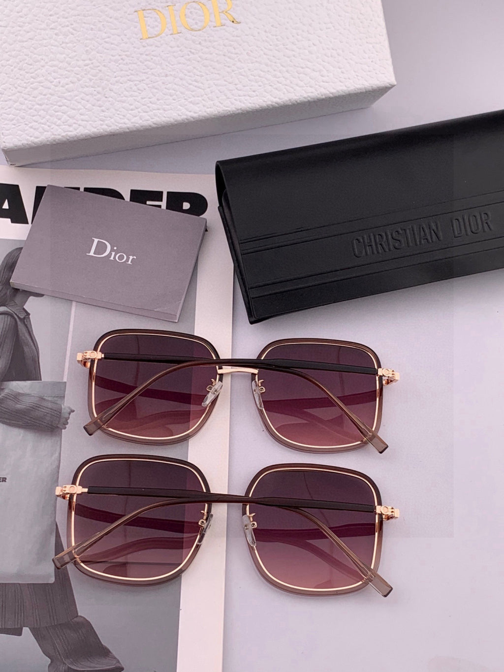 Dior CD29747 Polarized Square Black Lens Sunglasses for Men & Women - detail image 6