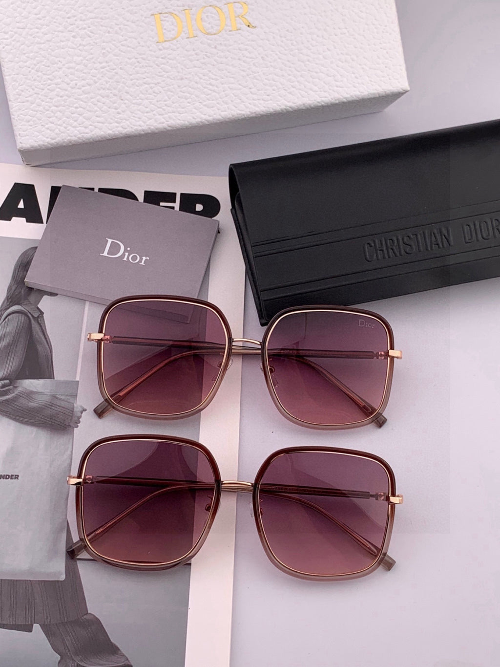 Dior CD29747 Polarized Square Black Lens Sunglasses for Men & Women - detail image 7