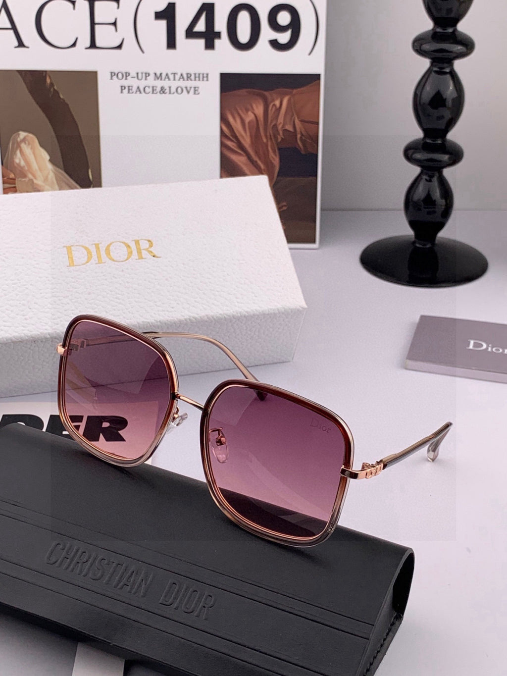Dior CD29747 Polarized Square Black Lens Sunglasses for Men & Women - detail image 2