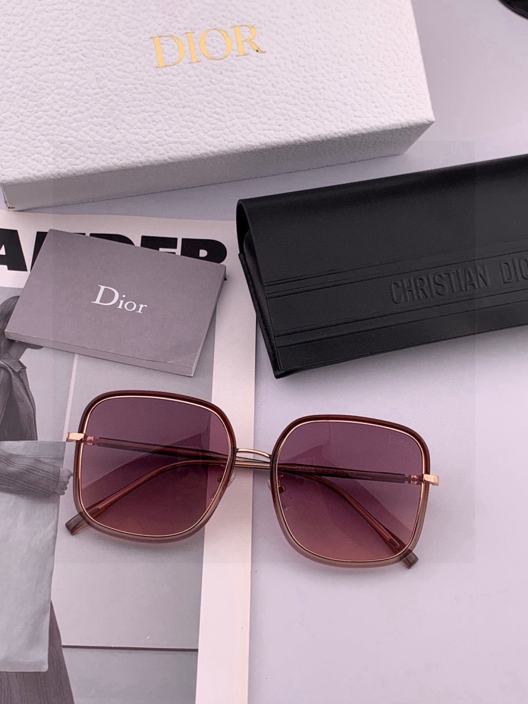 Dior CD29747 Polarized Square Black Lens Sunglasses for Men & Women