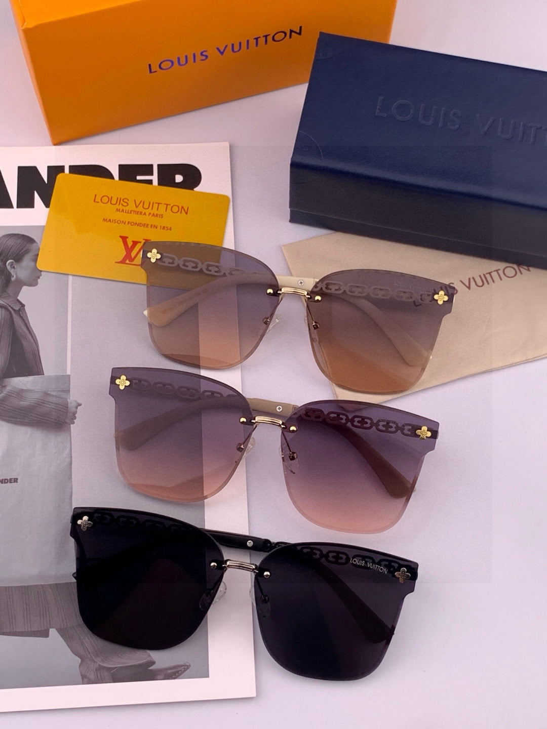 Louis Vuitton L7101 Square Gold Lens Sunglasses for Men & Women - 997446 - detail image 6