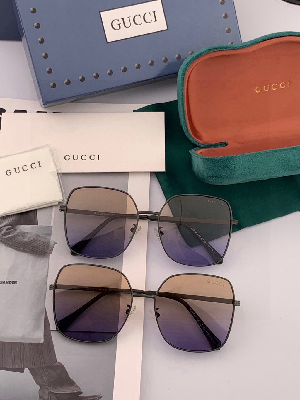 Gucci G22201 Metal Square Black Lens Sunglasses for Men & Women - detail image 7