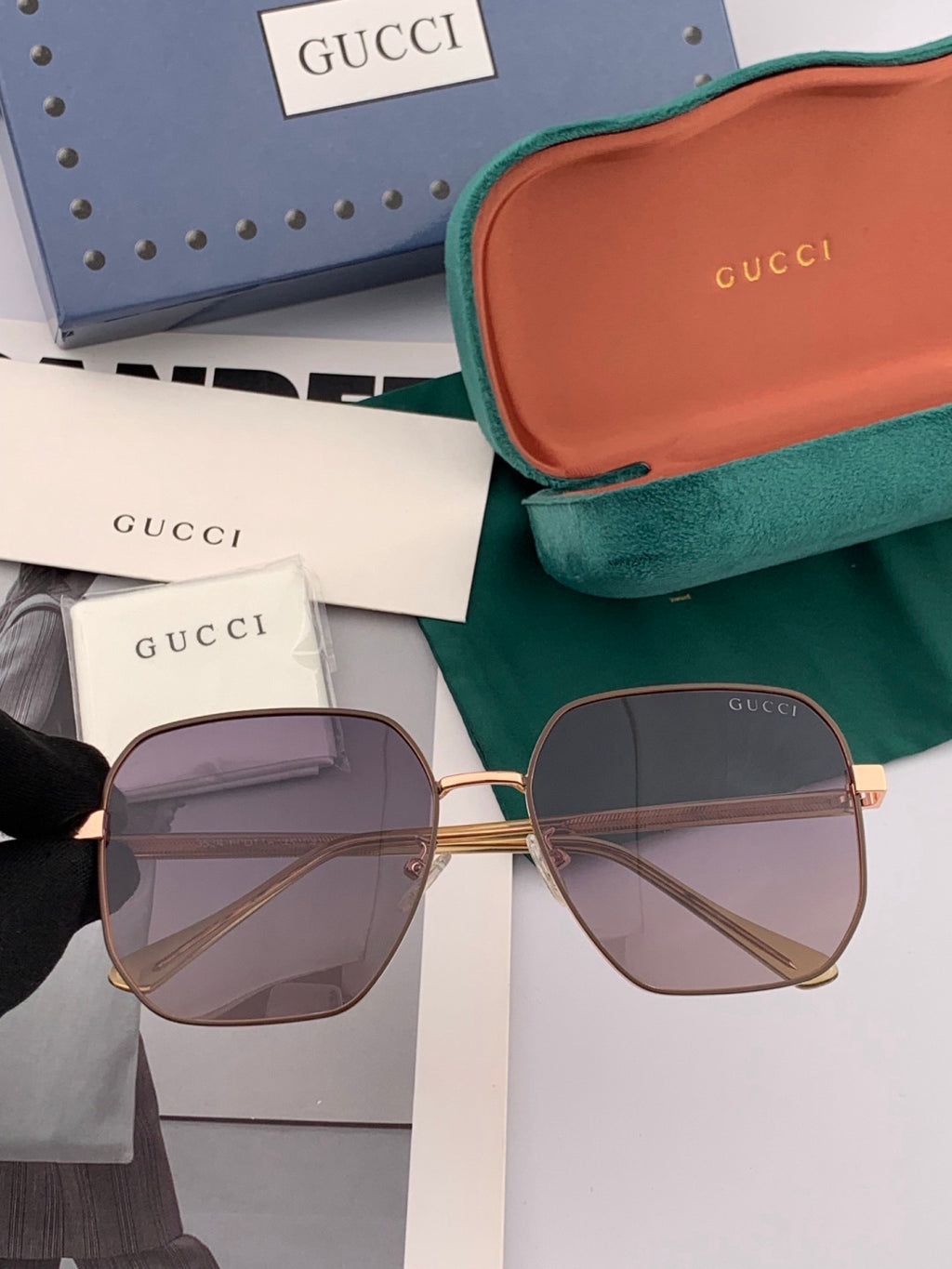 Gucci G1622 Polarized Square Gold Lens Sunglasses for Men & Women