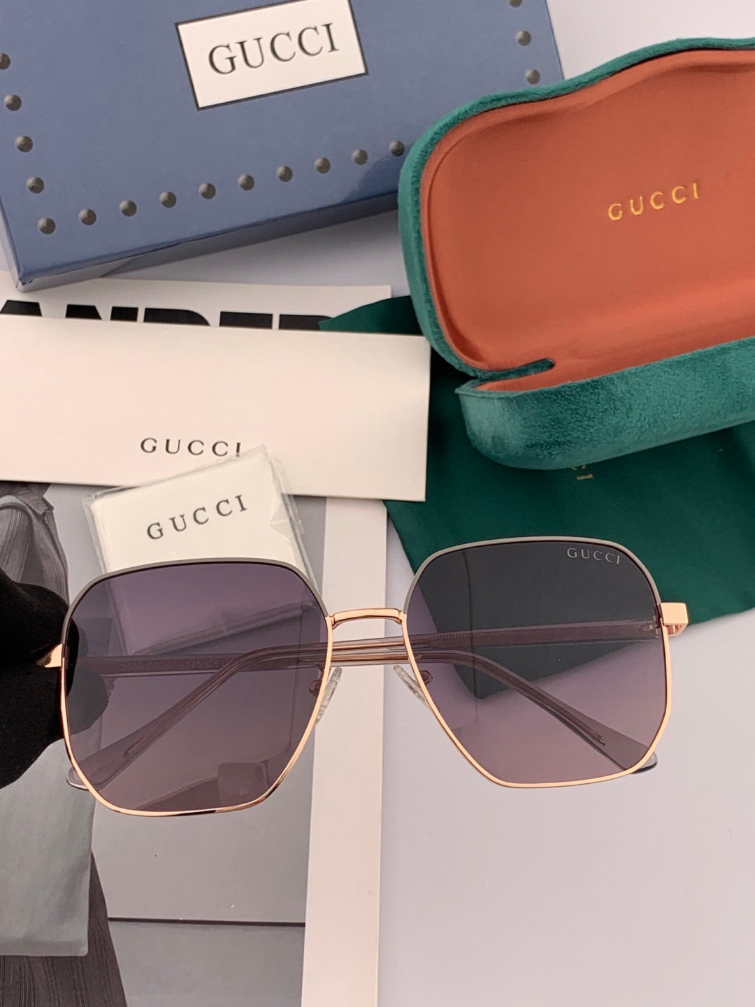 Gucci G1622 Polarized Square Gold Lens Sunglasses for Men & Women - detail image 2