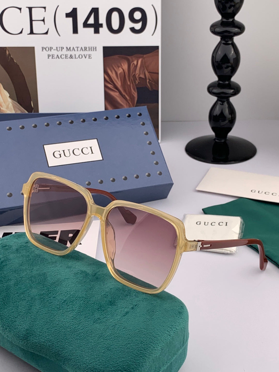 Gucci G3905 Metal Square Black Lens Sunglasses for Men & Women - detail image 3
