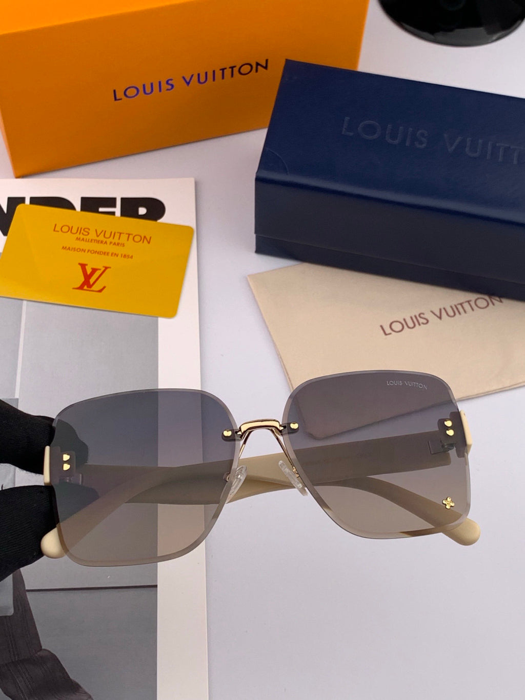 Louis Vuitton L1550 Square Black Lens Sunglasses for Men & Women