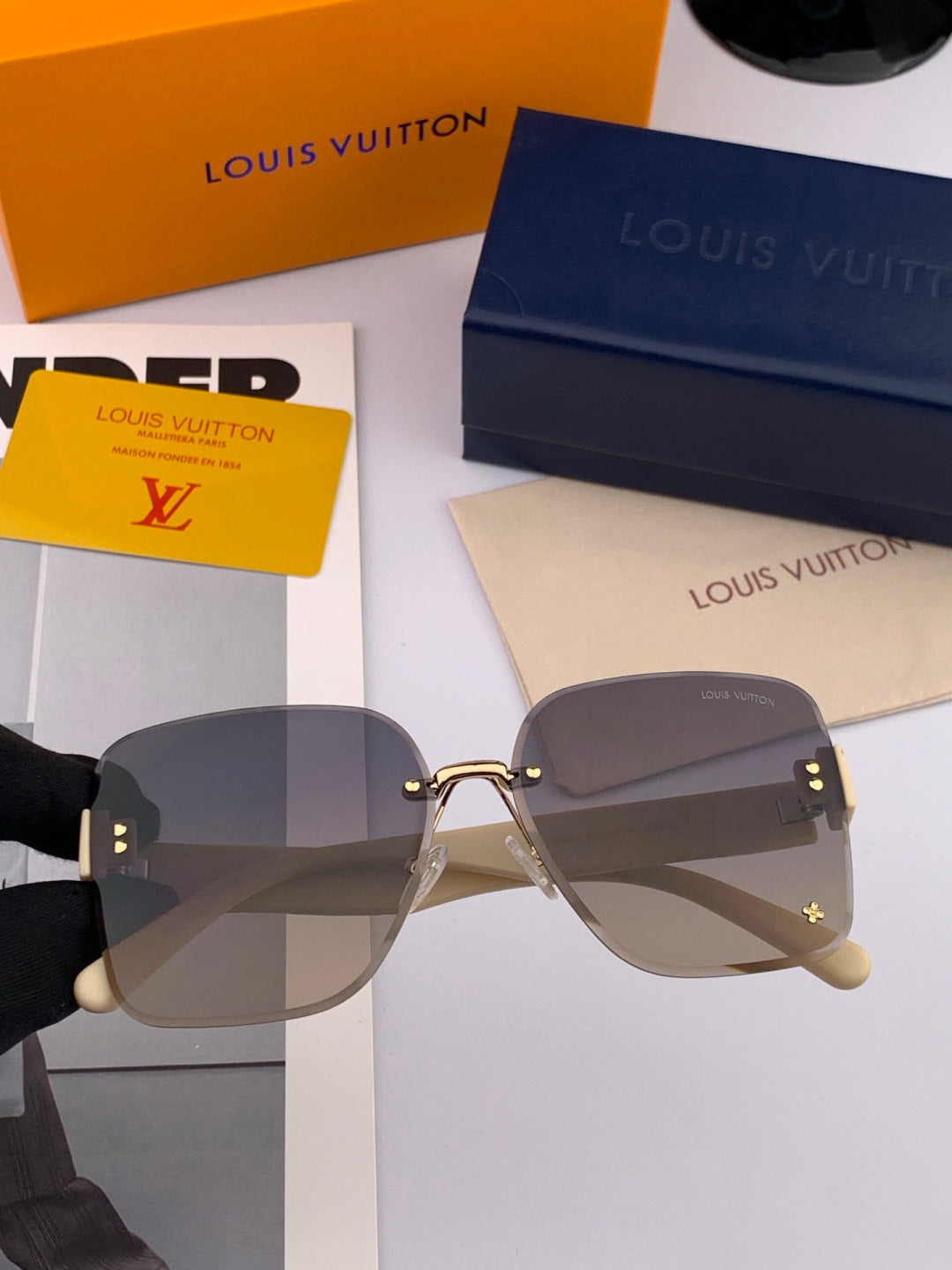 Louis Vuitton L1550 Square Black Lens Sunglasses for Men & Women