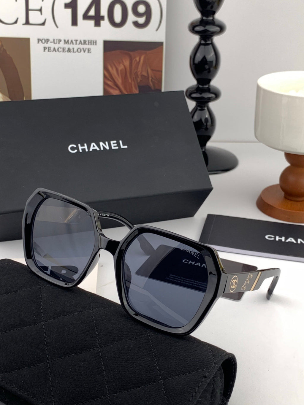 Chanel CH6236 Polarized Square Black Lens Sunglasses for Women - detail image 5