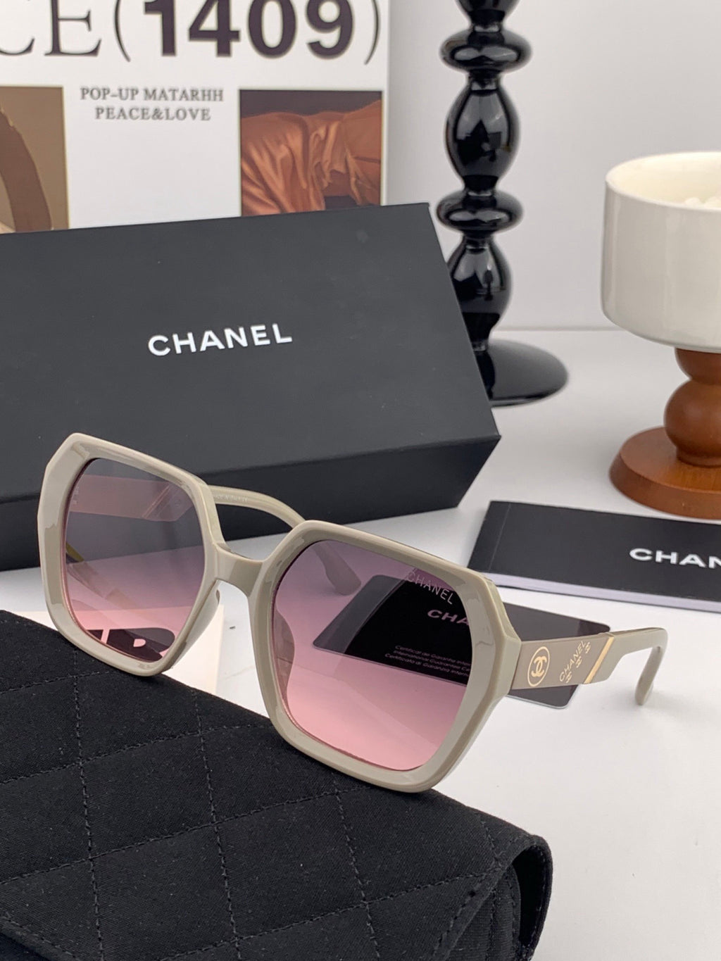 Chanel CH6236 Polarized Square Black Lens Sunglasses for Women - detail image 4