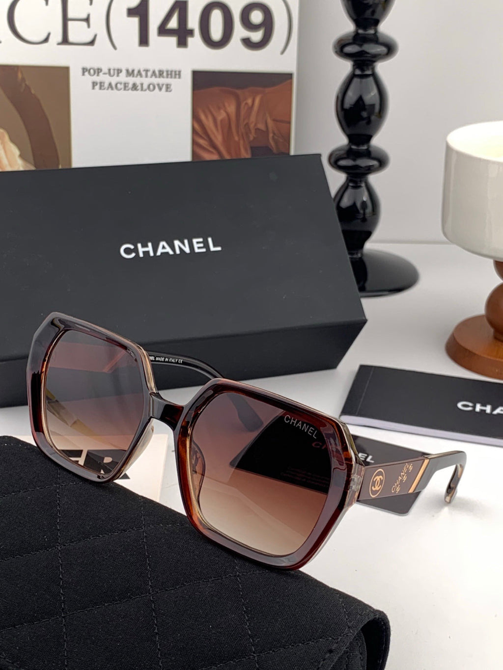 Chanel CH6236 Polarized Square Black Lens Sunglasses for Women - detail image 6