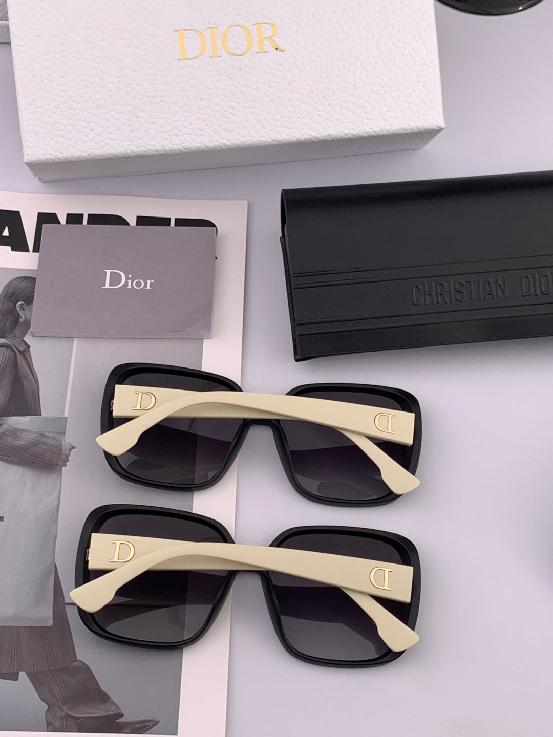 Dior D7277 Polarized Square Black Lens Sunglasses for Men & Women - detail image 6