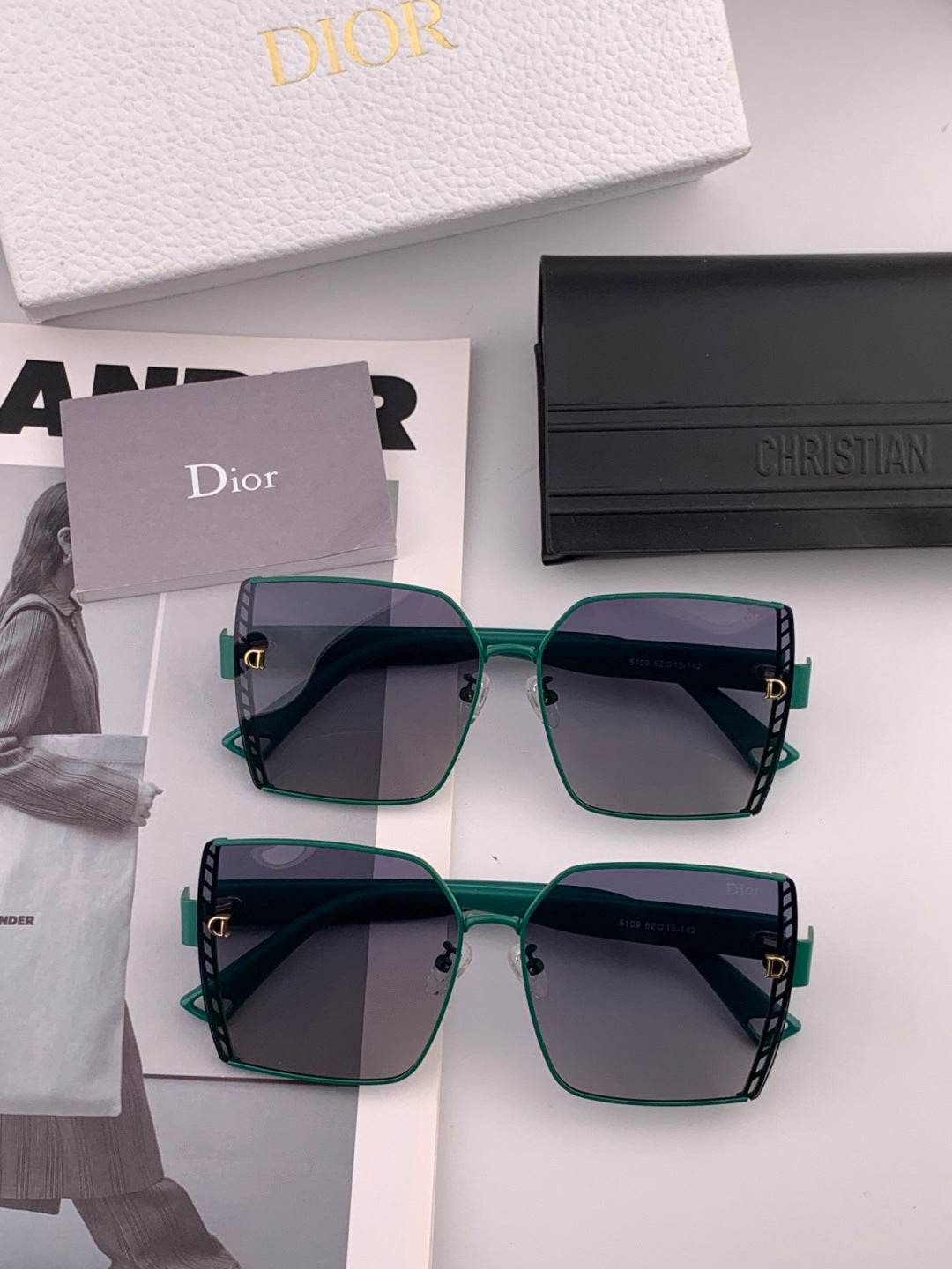 Dior CD9315 Polarized Square Red Lens Sunglasses for Women - detail image 6