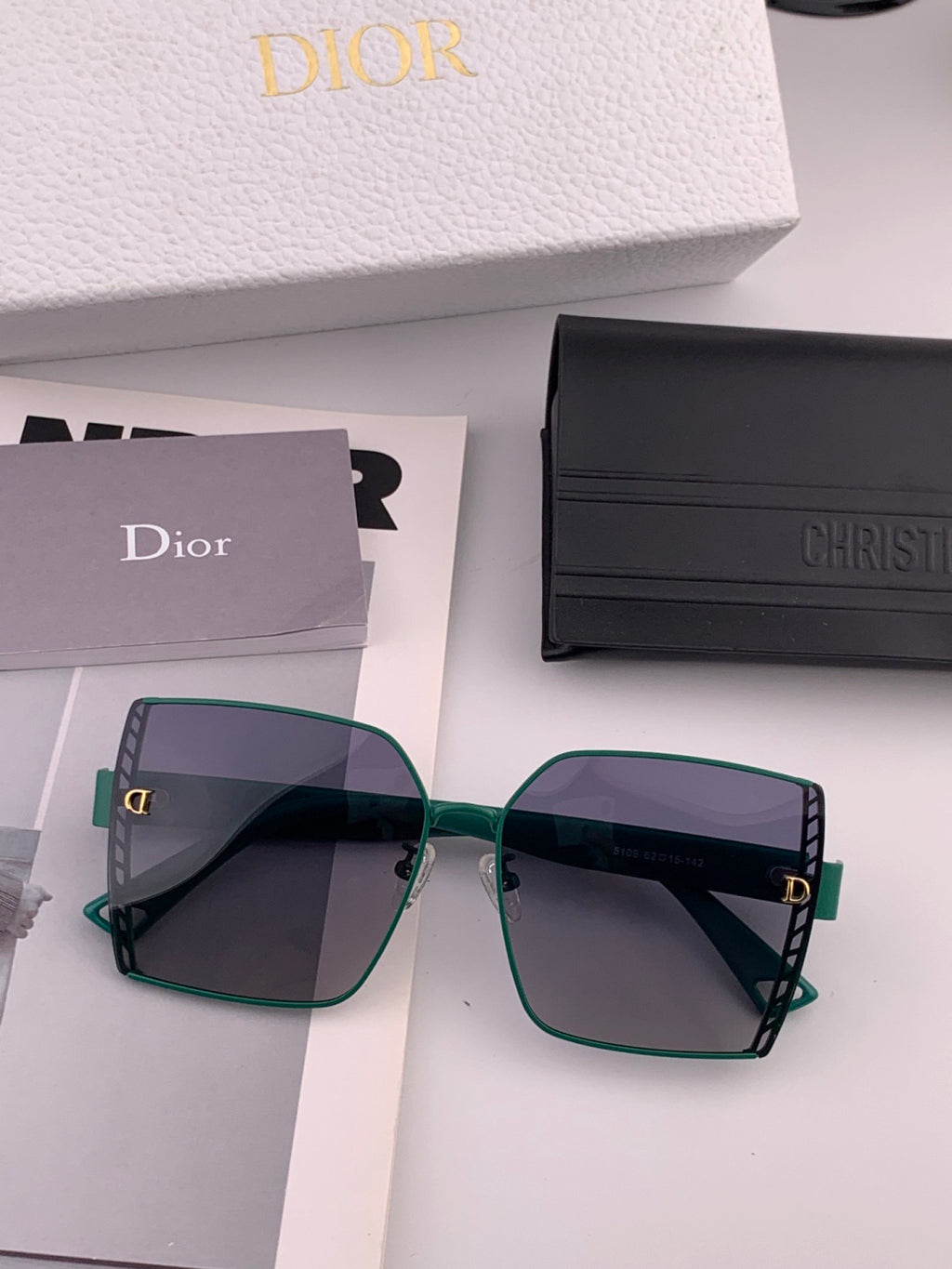 Dior CD9315 Polarized Square Red Lens Sunglasses for Women