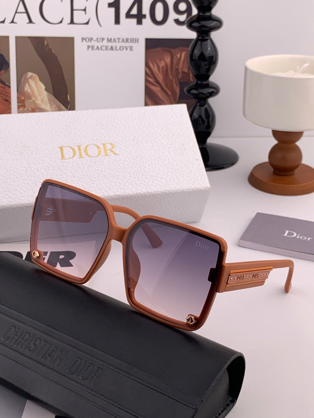 Dior CD1277 Polarized Square Red Lens Sunglasses for Women - 997988 - detail image 2
