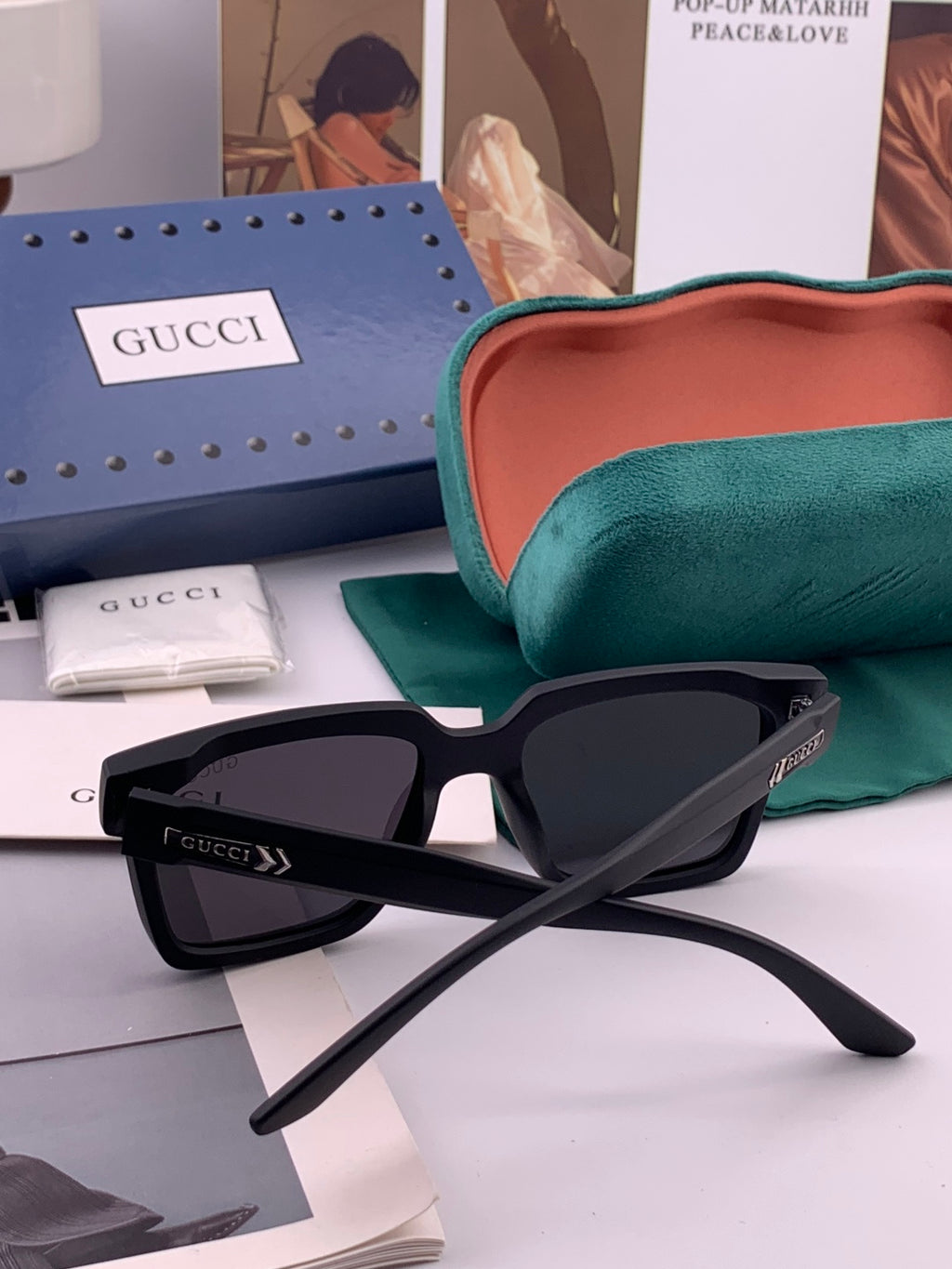 Gucci G8511 Polarized Square Gold Lens Sunglasses for Women - 997604 - detail image 5