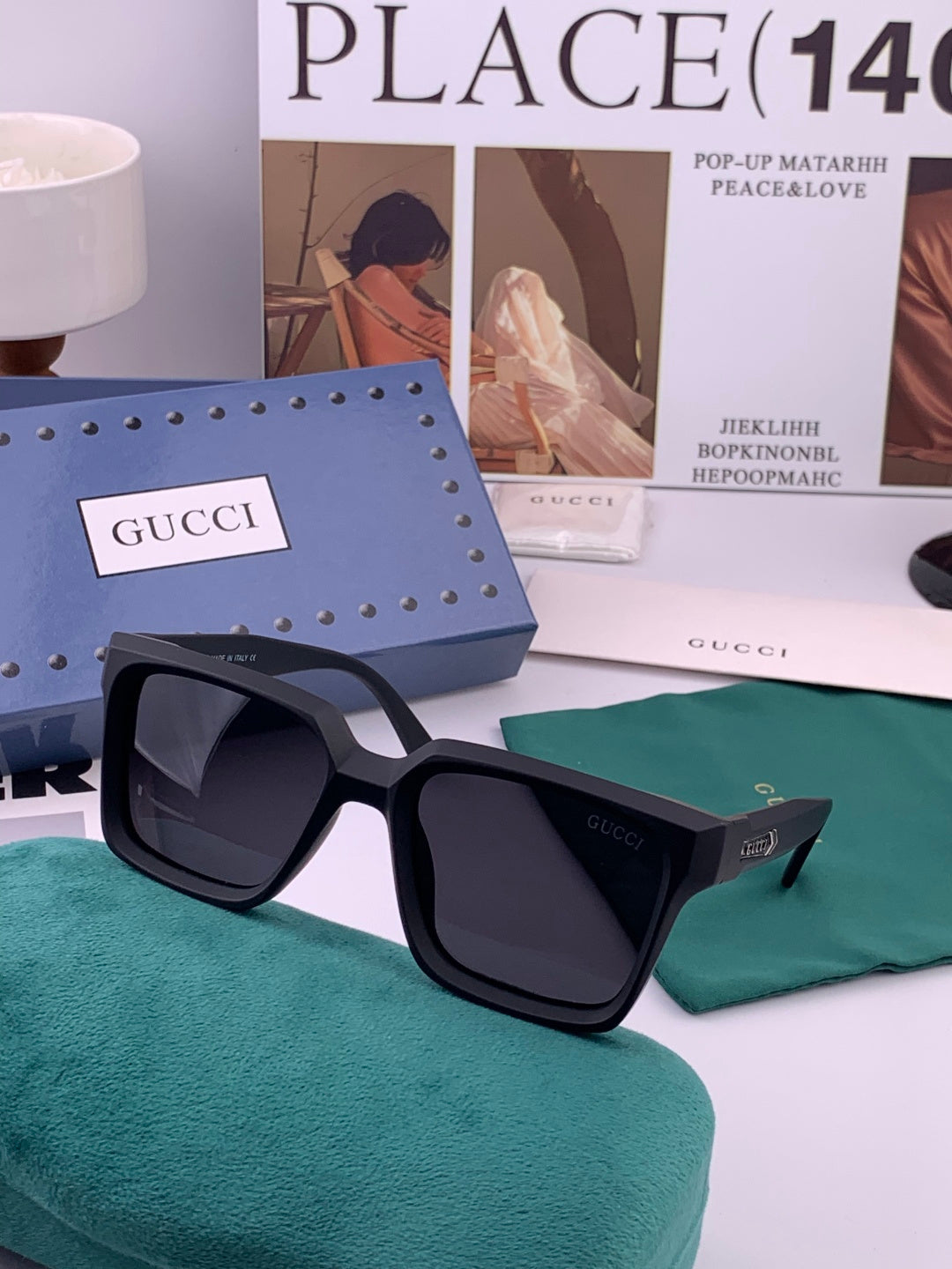 Gucci G8511 Polarized Square Gold Lens Sunglasses for Women - 997604 - detail image 3