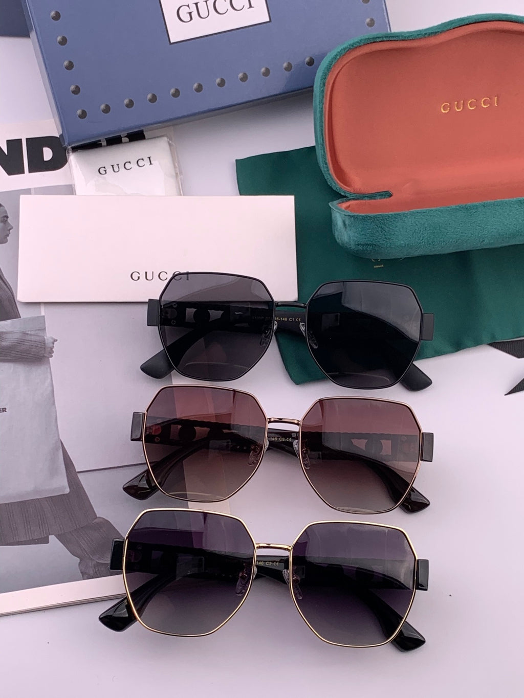 Gucci G1370 Metal Square Pink Lens Sunglasses for Men & Women - 997606 - detail image 6