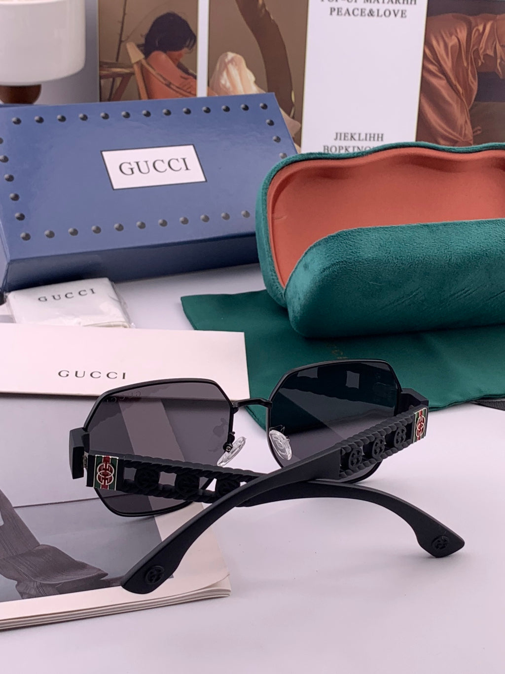 Gucci G1370 Metal Square Pink Lens Sunglasses for Men & Women - 997605 - detail image 5