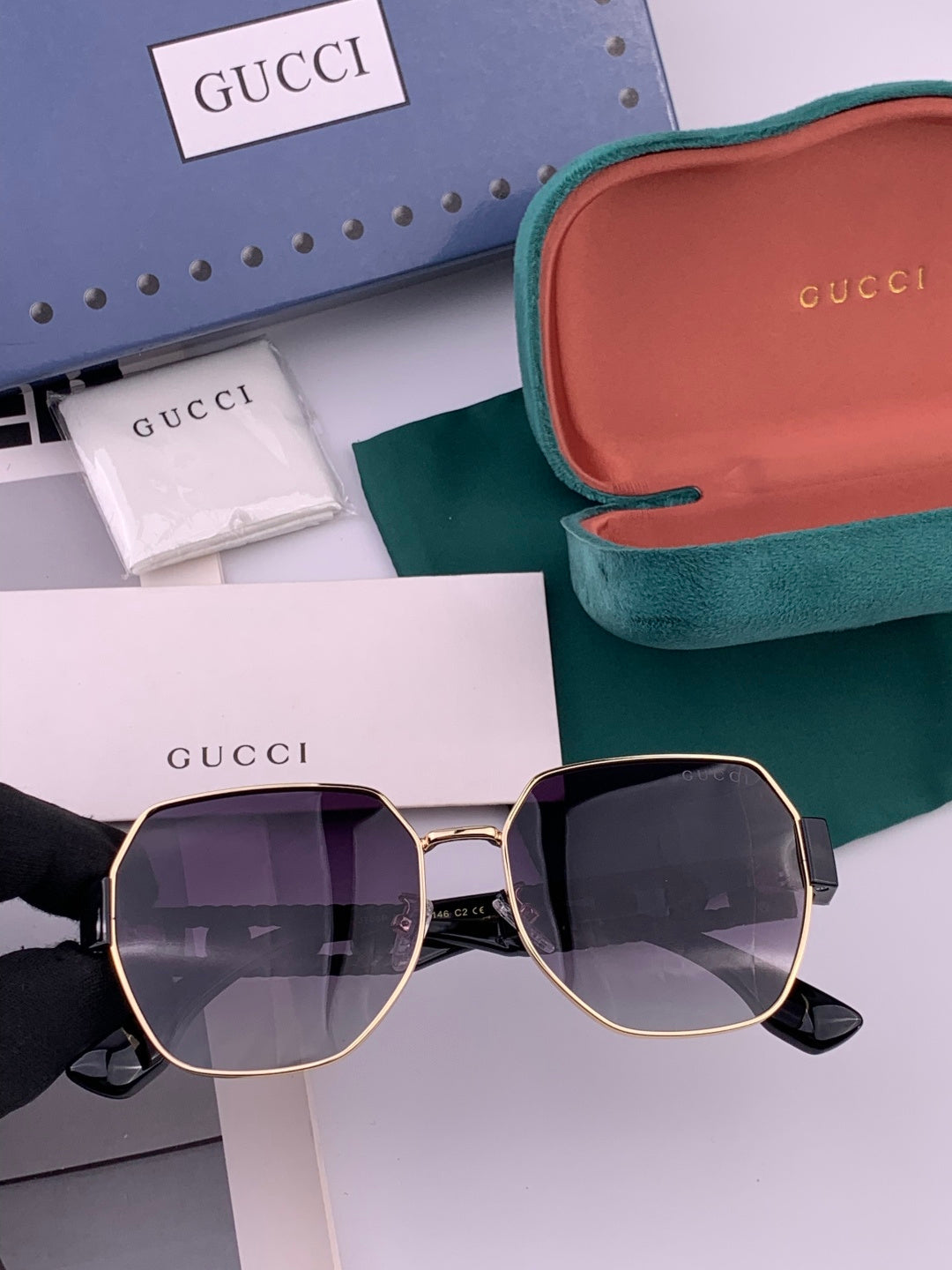Gucci G1370 Metal Square Pink Lens Sunglasses for Men & Women - 997606 - detail image 2