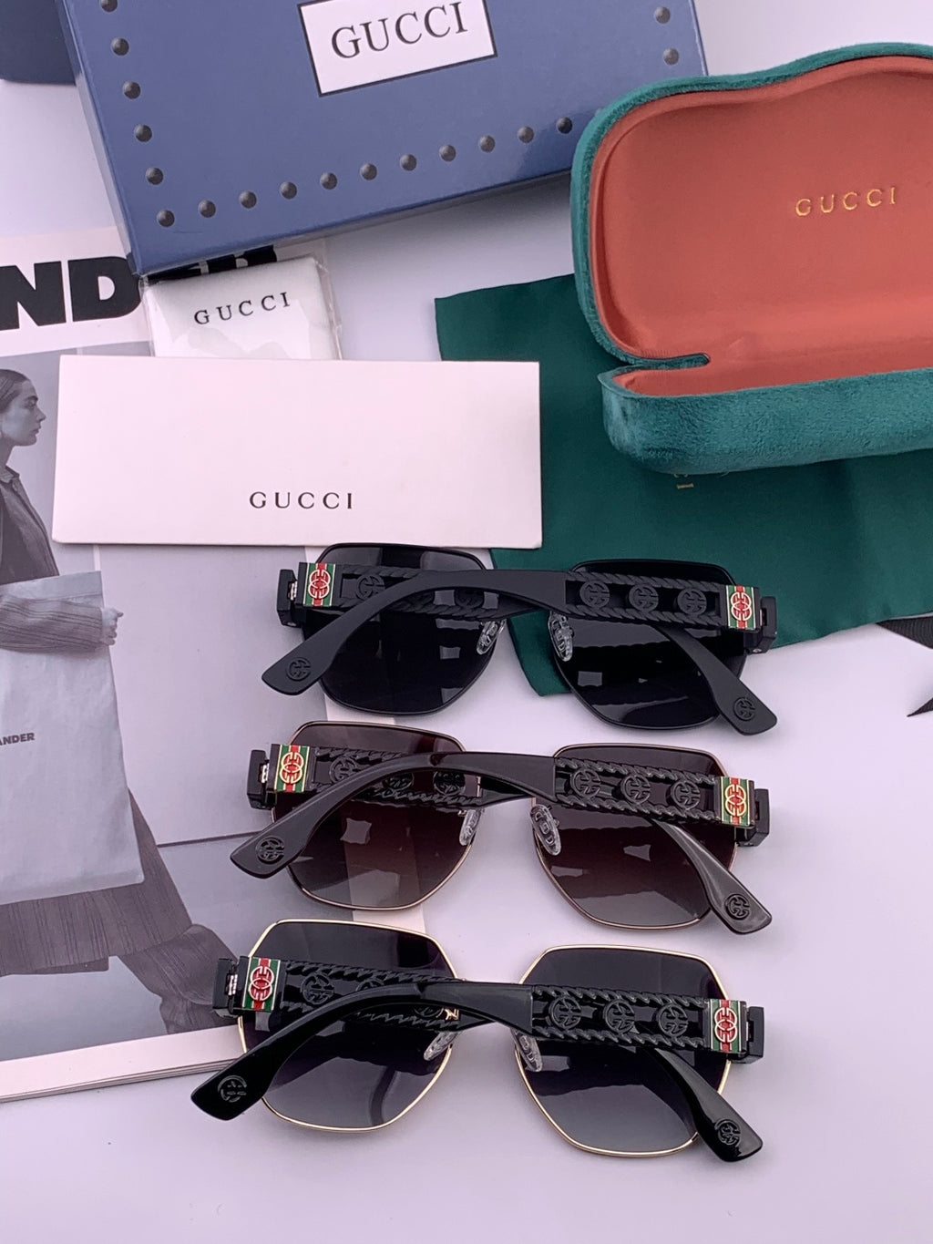 Gucci G1370 Metal Square Pink Lens Sunglasses for Men & Women - 997605 - detail image 6