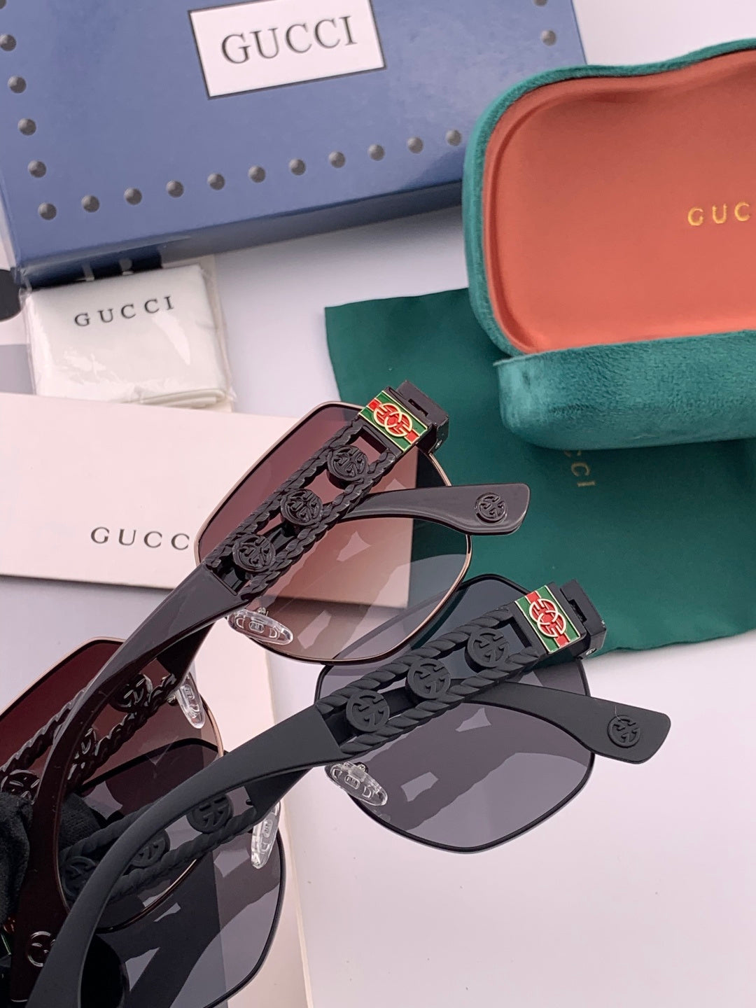 Gucci G1370 Metal Square Pink Lens Sunglasses for Men & Women - 997605 - detail image 4