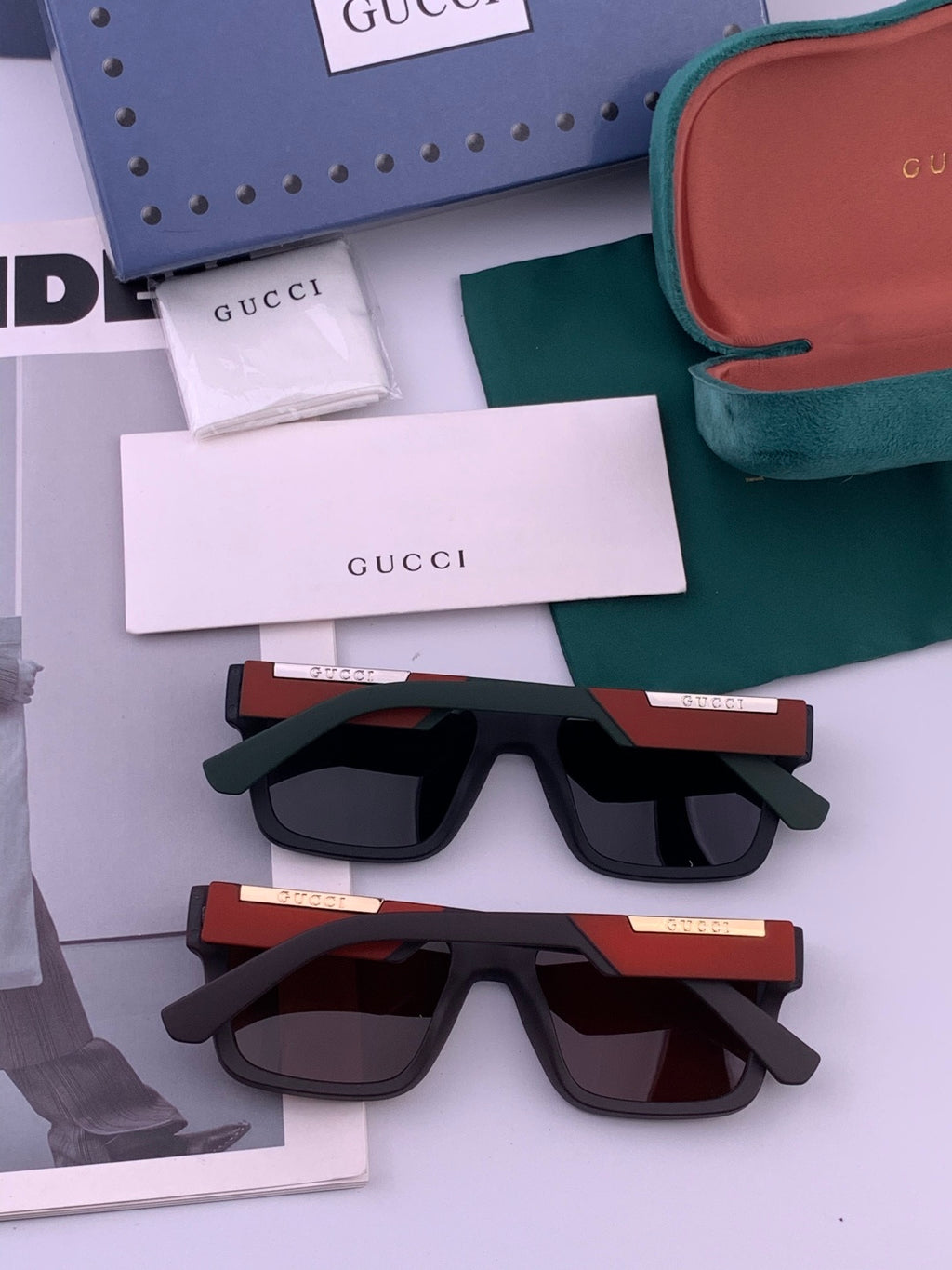 Gucci G5510 Square Red Lens Sunglasses for Men & Women - detail image 6