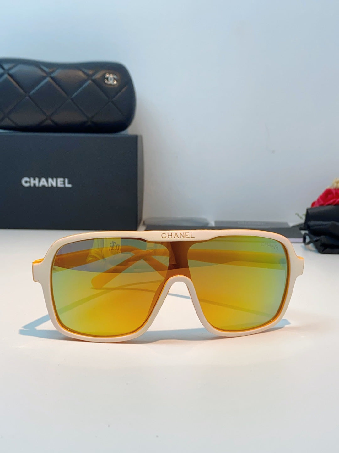 Chanel CH9158 Oversized Orange Lens Sunglasses for Men & Women - detail image 2