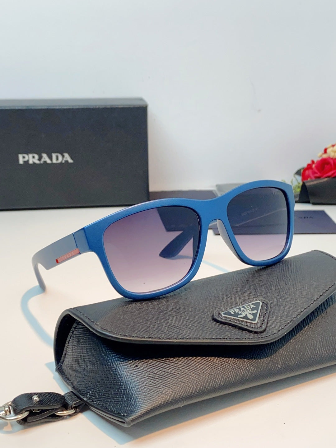 Prada Cat-Eye Blue Lens Sunglasses for Men & Women - detail image 10