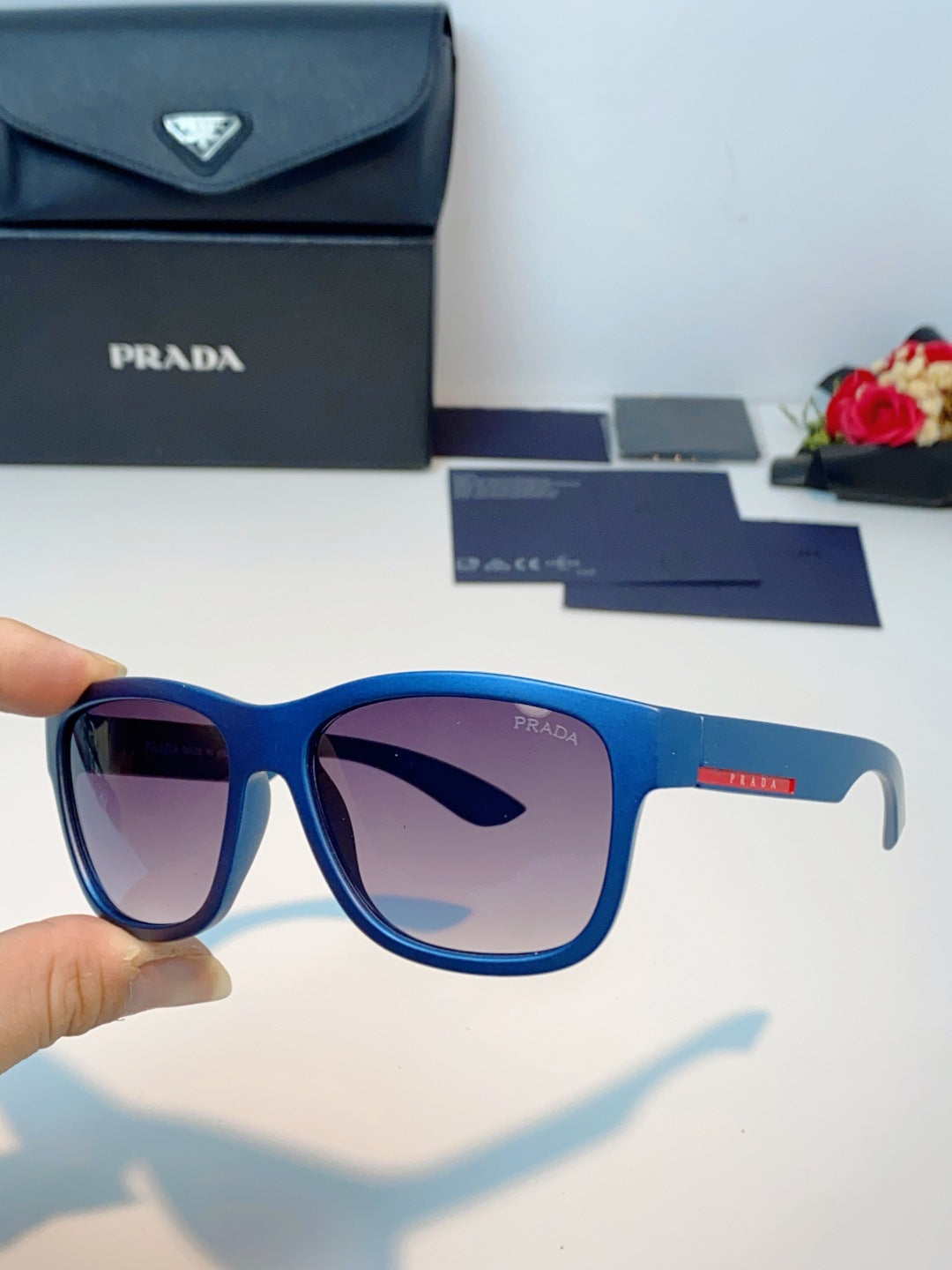 Prada Cat-Eye Blue Lens Sunglasses for Men & Women - detail image 6