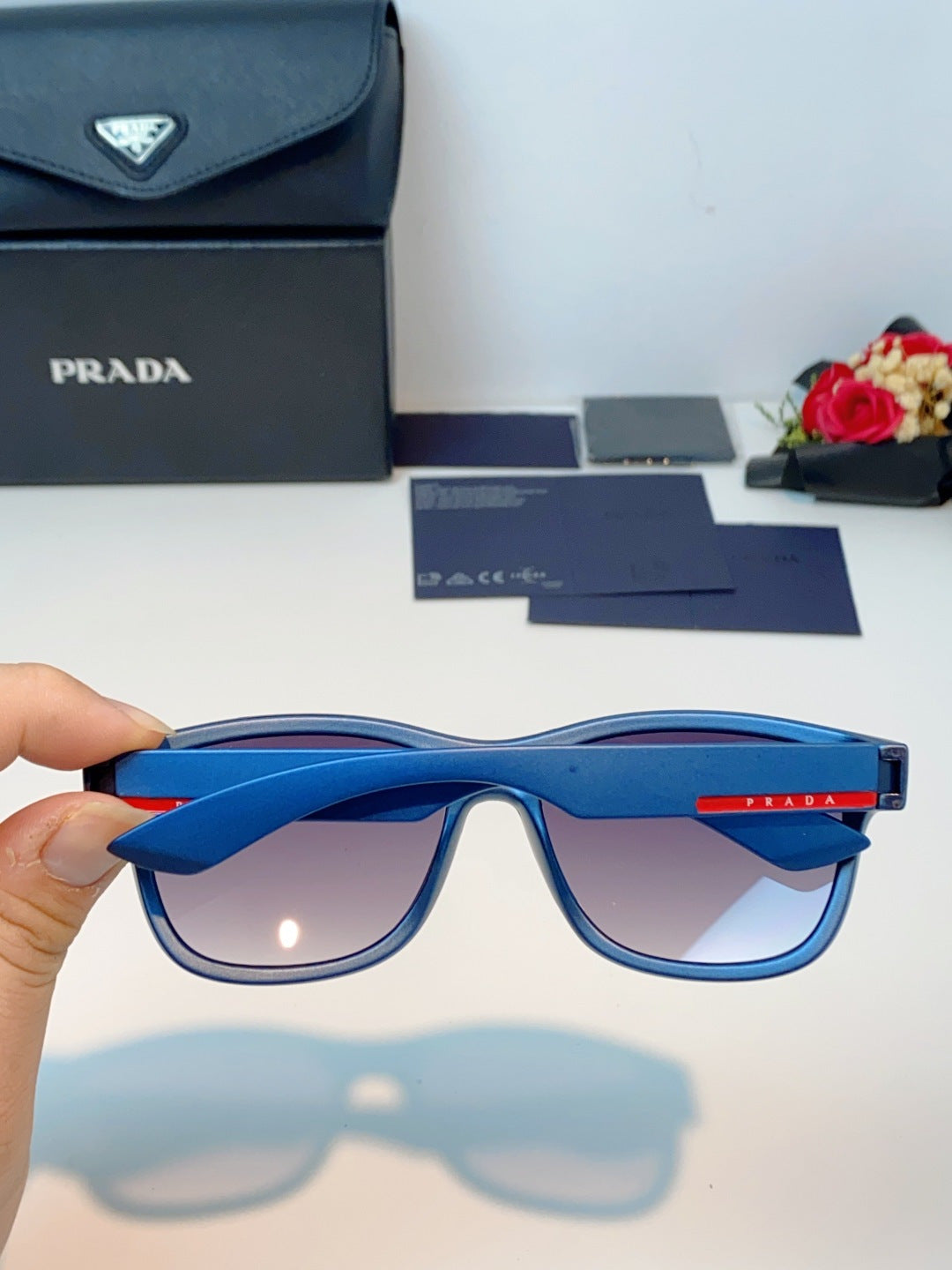 Prada Cat-Eye Blue Lens Sunglasses for Men & Women - detail image 5