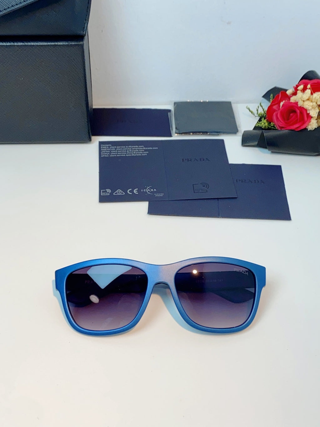 Prada Cat-Eye Blue Lens Sunglasses for Men & Women - detail image 9