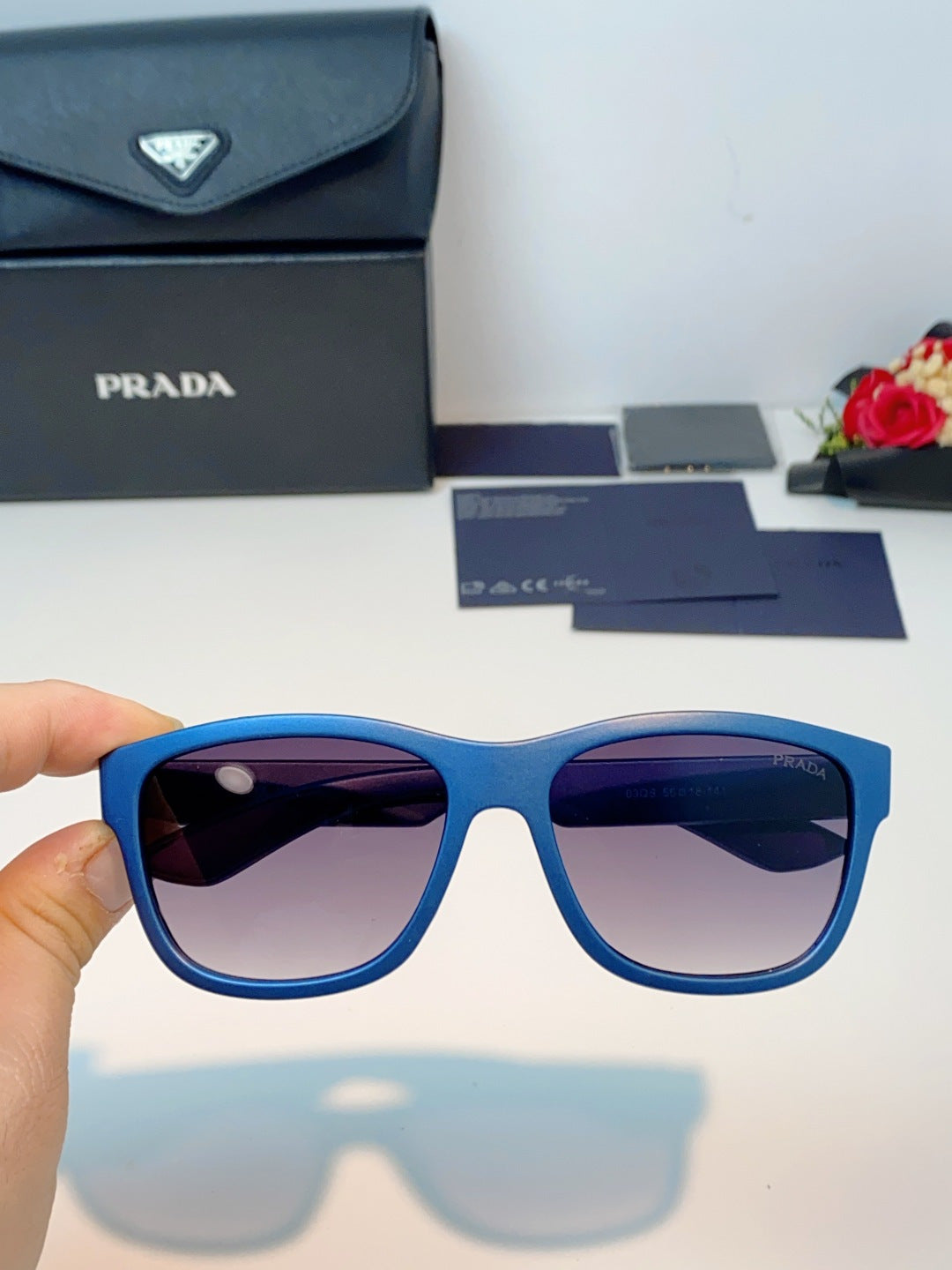 Prada Cat-Eye Blue Lens Sunglasses for Men & Women - detail image 4