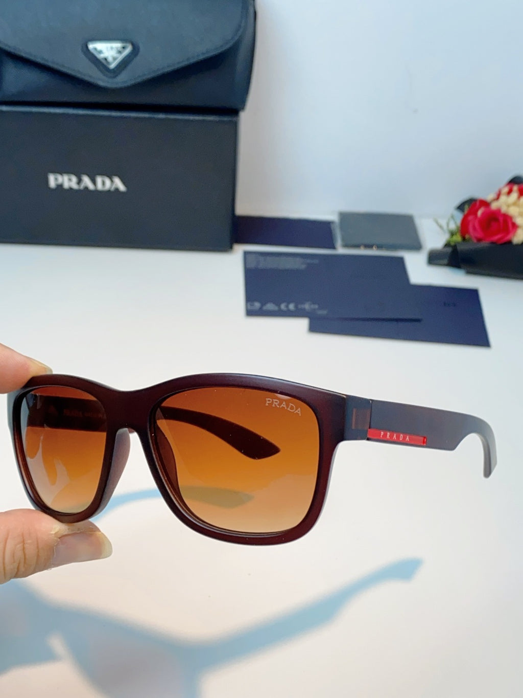 Prada Cat-Eye Red Lens Sunglasses for Men & Women - detail image 6