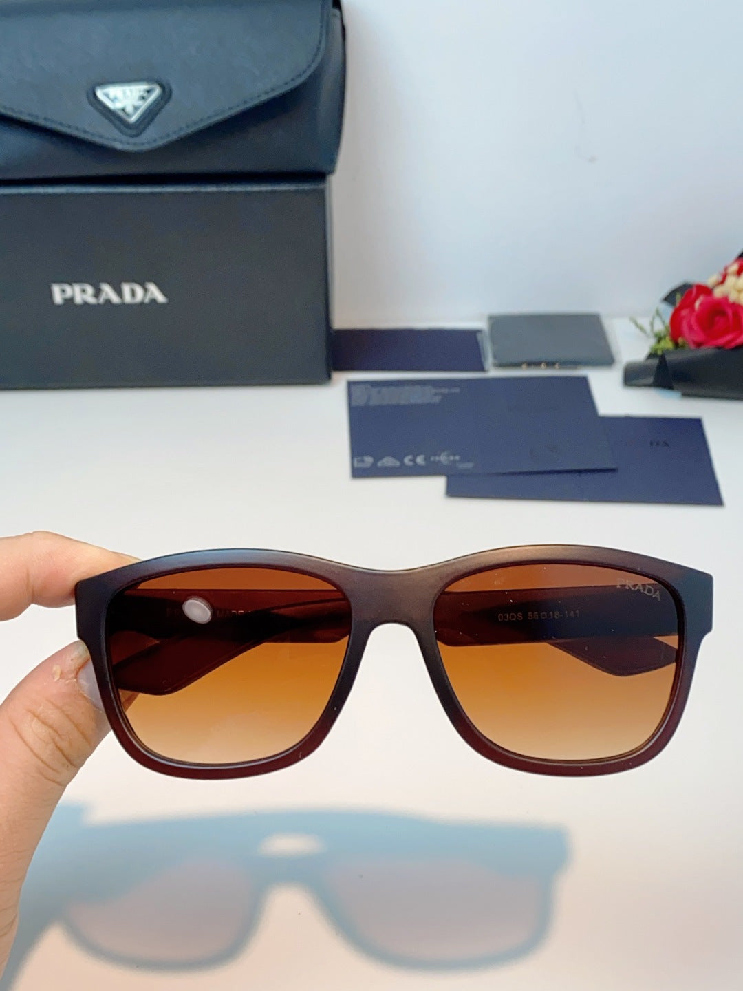 Prada Cat-Eye Red Lens Sunglasses for Men & Women - detail image 4