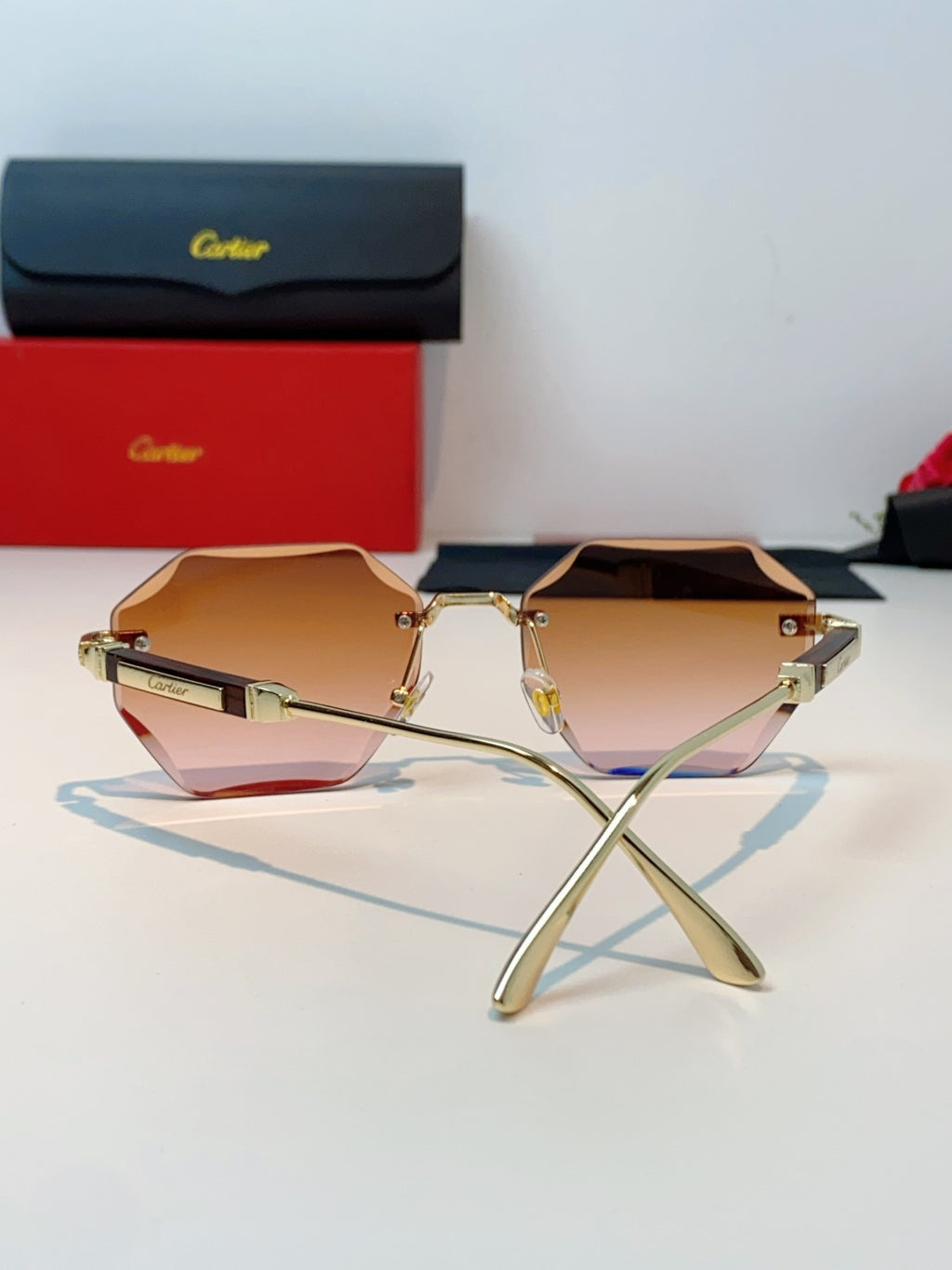 Cartier Fashion Orange Lens Sunglasses for Men & Women - detail image 3