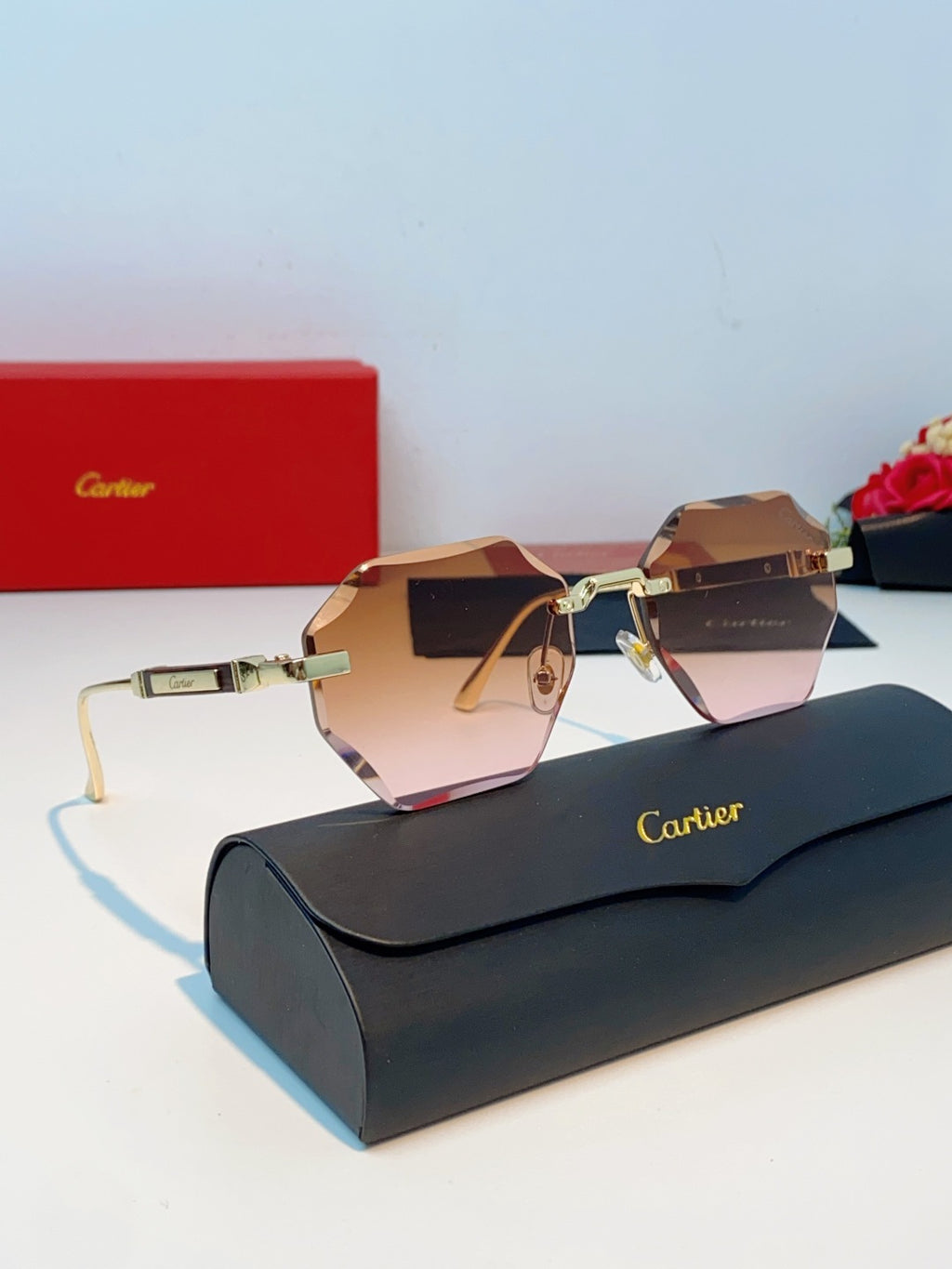 Cartier Fashion Orange Lens Sunglasses for Men & Women - detail image 10