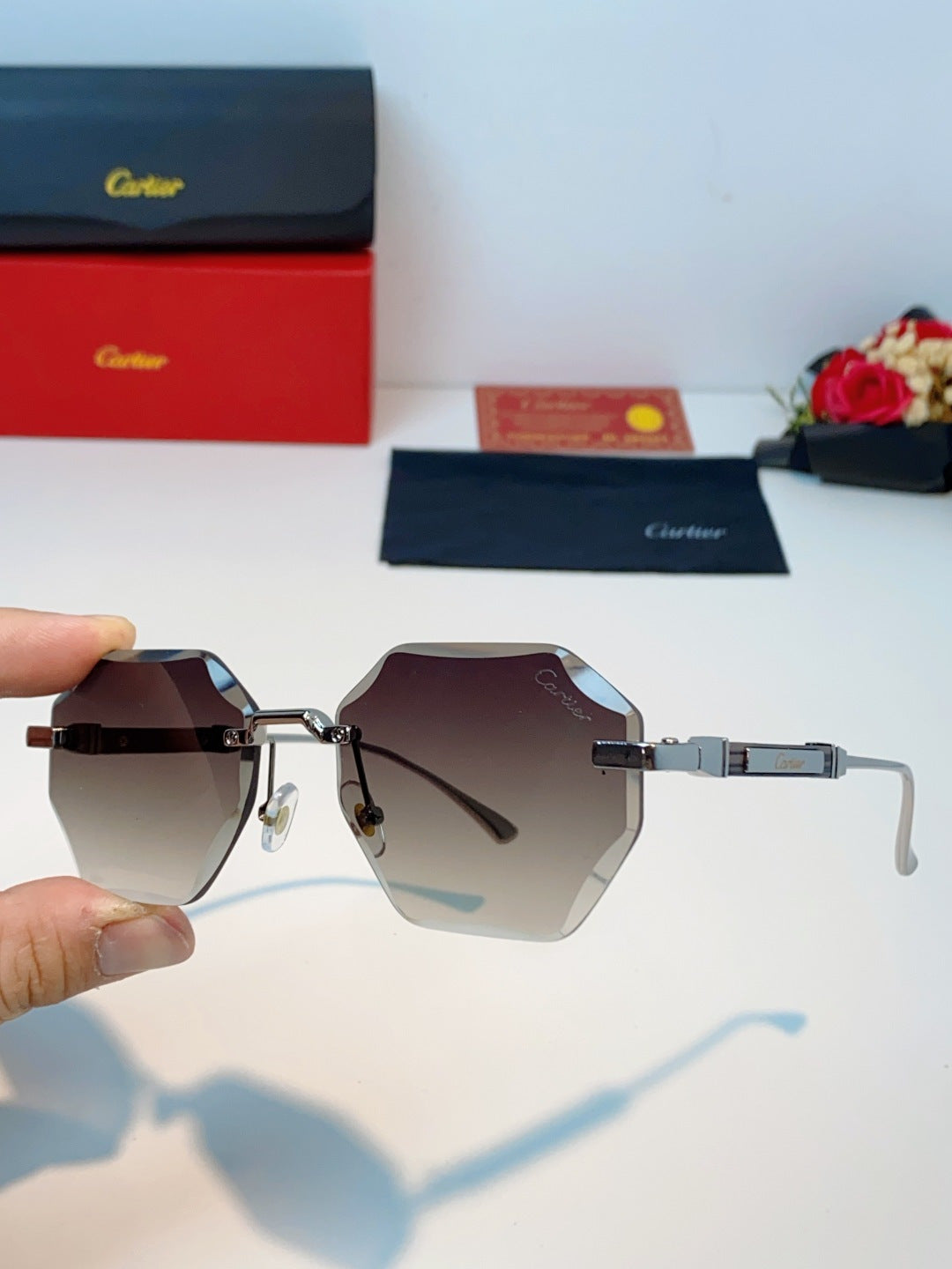 Cartier Fashion Red Lens Sunglasses for Men & Women - 487226 - detail image 6