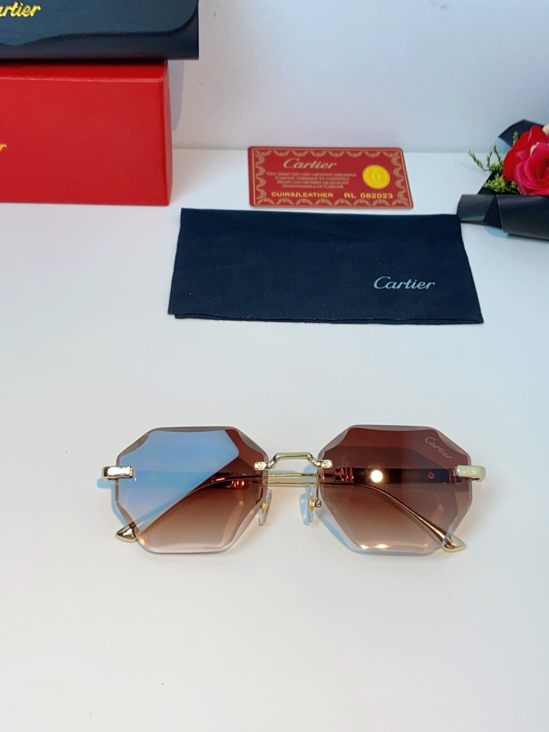 Cartier Fashion Red Lens Sunglasses for Men & Women - 487227 - detail image 9