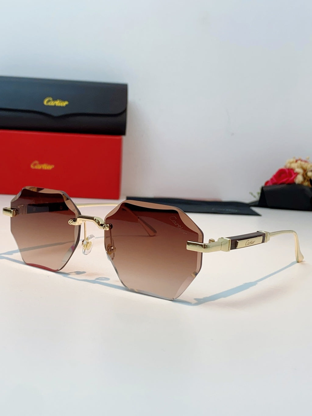 Cartier Fashion Red Lens Sunglasses for Men & Women - 487227
