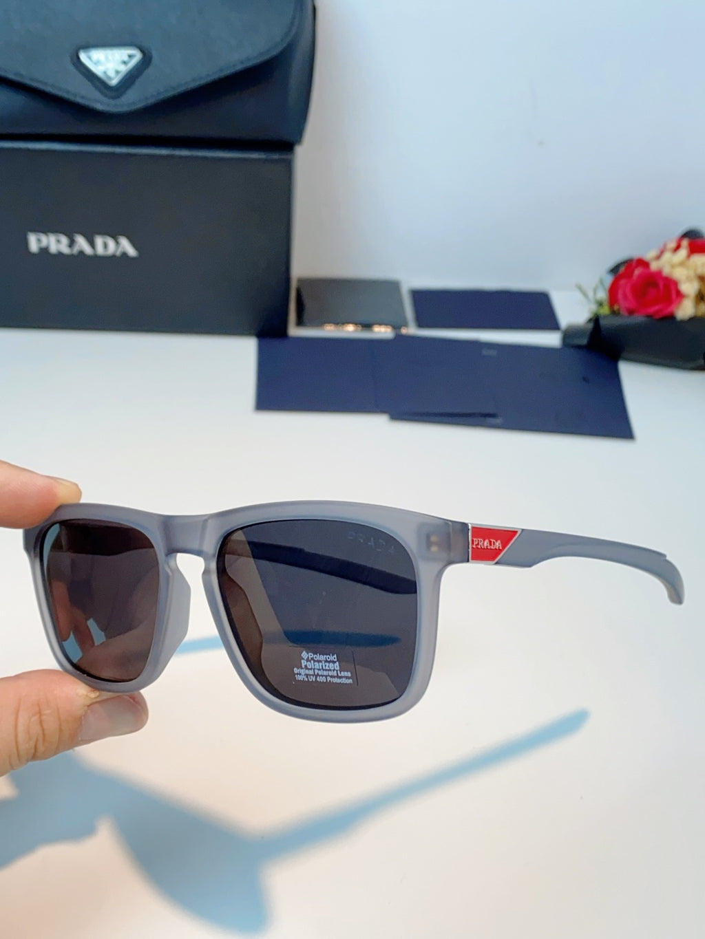 Prada Polarized Fashion Black Lens Sunglasses for Men - 487088 - detail image 6