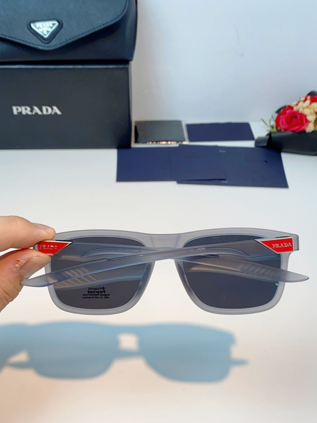 Prada Polarized Fashion Black Lens Sunglasses for Men - 398943 - detail image 5