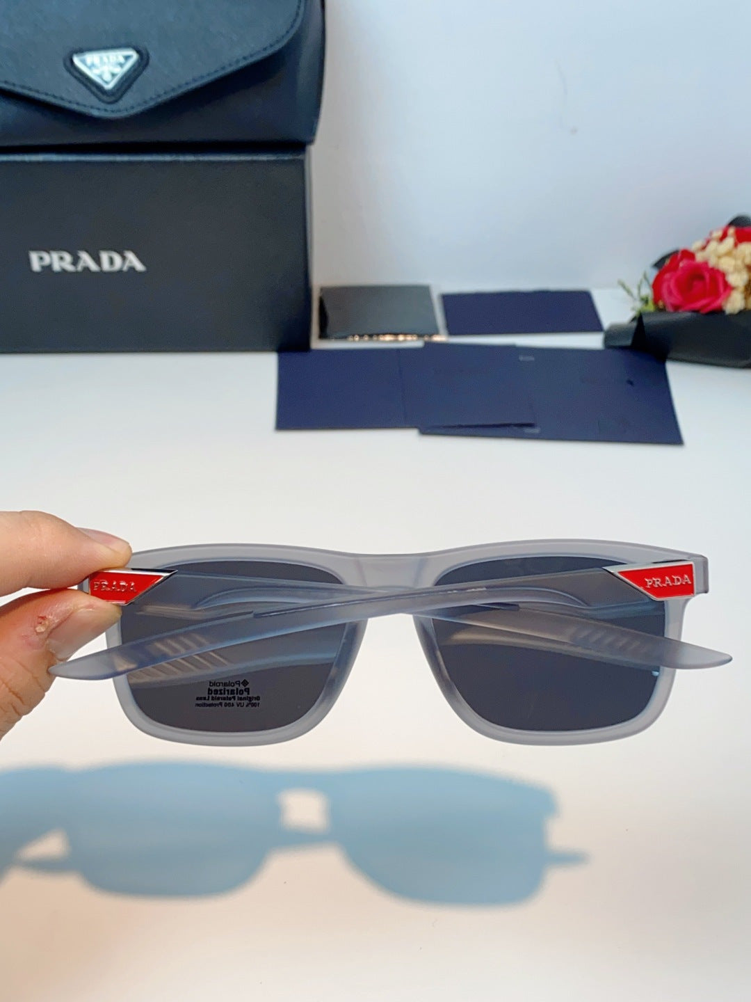 Prada Polarized Fashion Black Lens Sunglasses for Men - 398943 - detail image 5