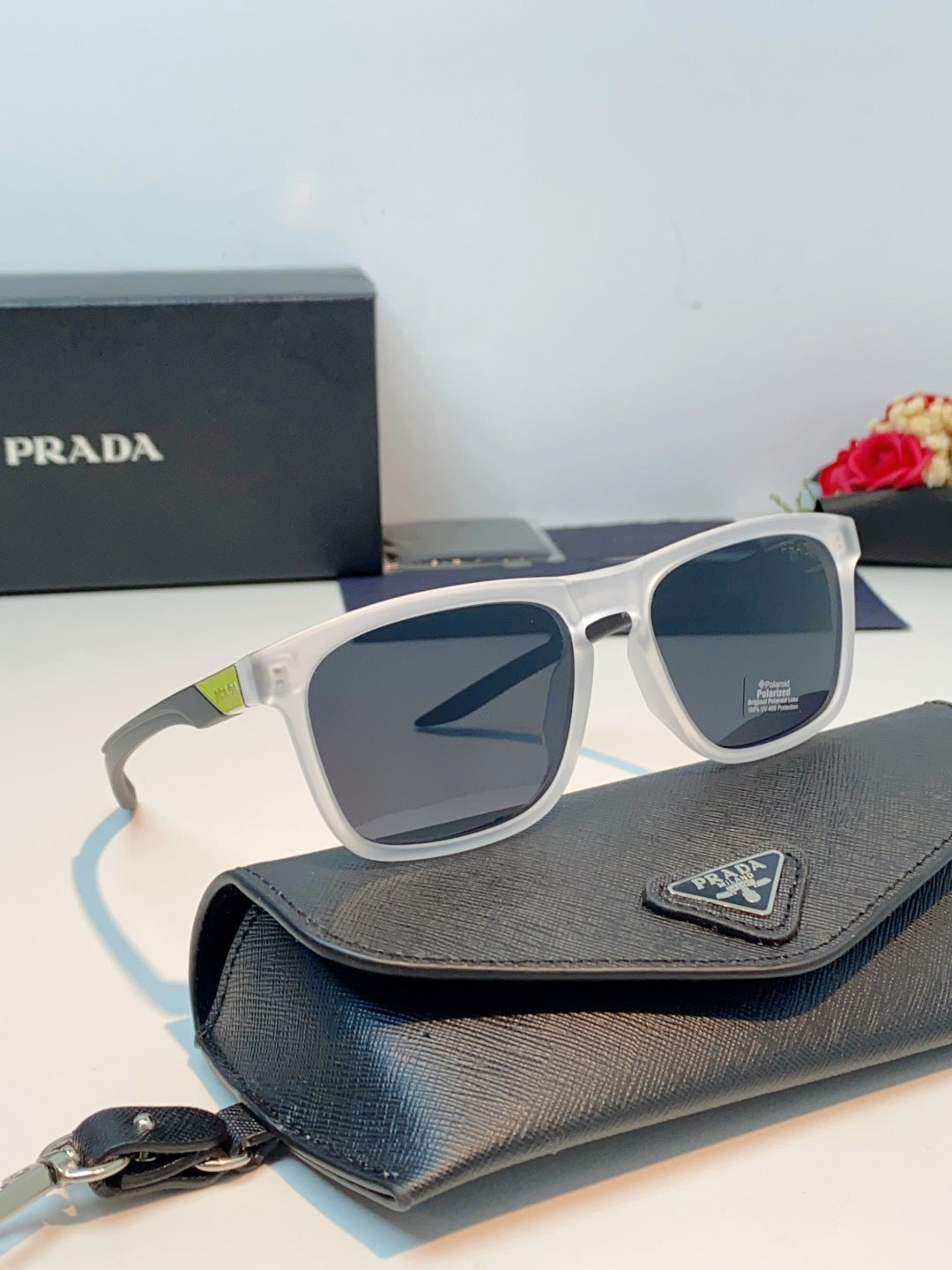 Prada Polarized Fashion Black Lens Sunglasses for Men - 398944 - detail image 10