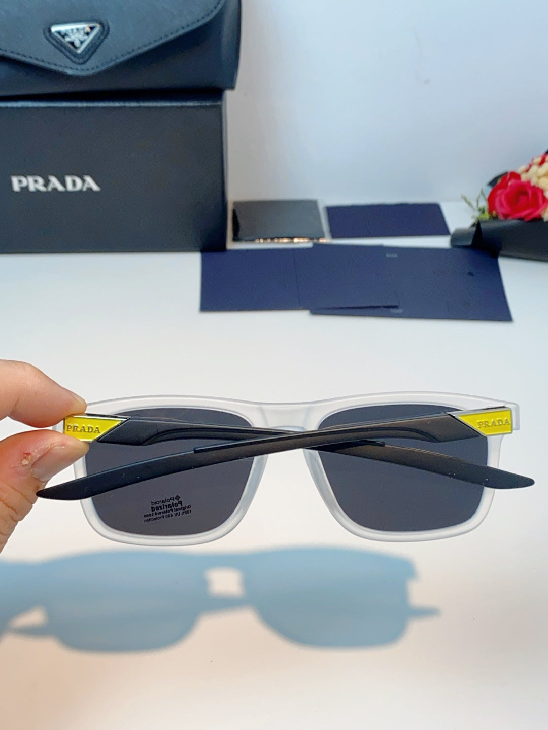 Prada Polarized Fashion Black Lens Sunglasses for Men - 487089 - detail image 5