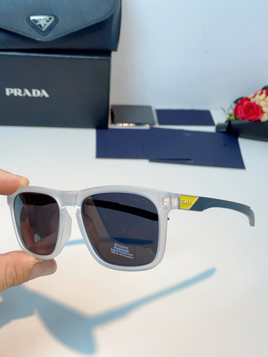 Prada Polarized Fashion Black Lens Sunglasses for Men - 487089 - detail image 6