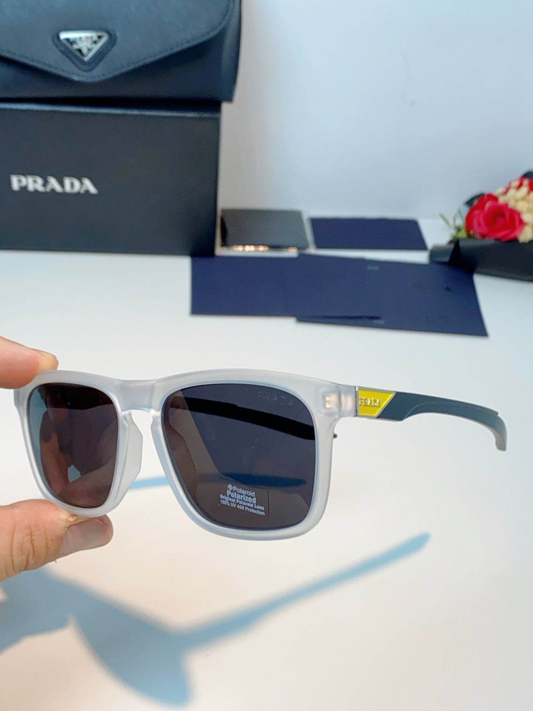 Prada Polarized Fashion Black Lens Sunglasses for Men - 487089 - detail image 6