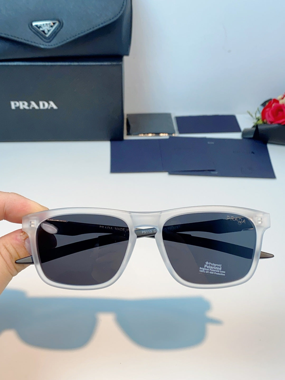 Prada Polarized Fashion Black Lens Sunglasses for Men - 487089 - detail image 4